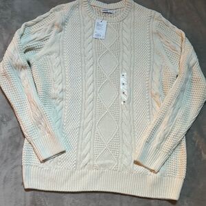 Men's Cream Cable Knit Sweater